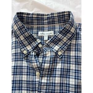 Peter Millar Men's Long Sleeve Blue Plaid Shirt, Button-Up, Preppy XXL Euc